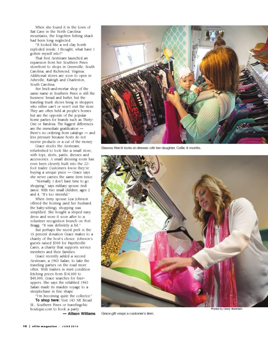 shopping feature article in Elite Magazine